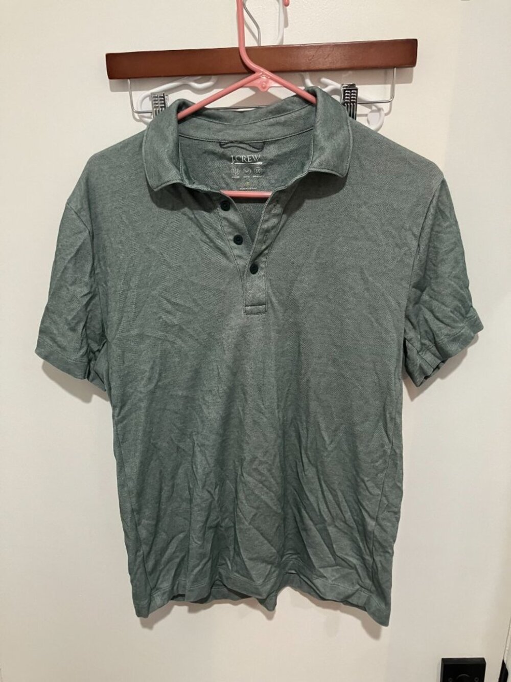 J.Crew Men's 4-Button Performance Polo, Pale Green, Size Small
